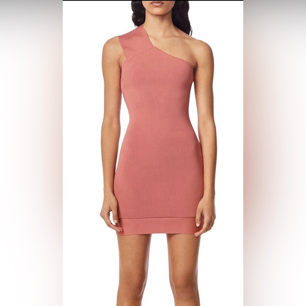 NWT HERVÉ by Hervé Léger Asymmetric Ribbed Bandage Mini Dress